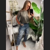 Bluza bawełniana w kolorze khaki z pomarańczowymi lampasami